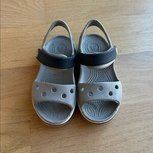 Gray and Black Sandals